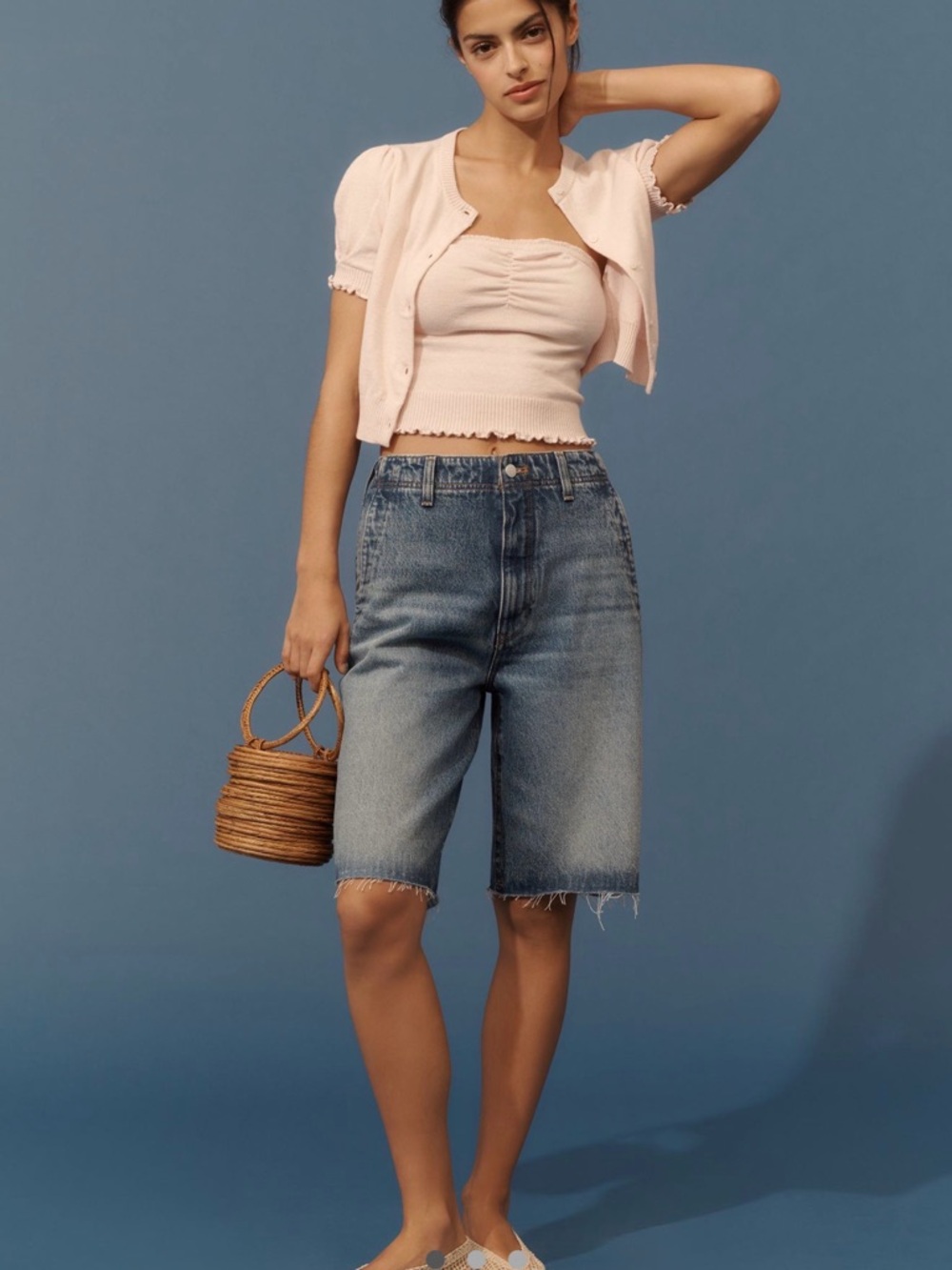 NWT Pilcro Light Blue High-Rise Denim Bermuda Shorts